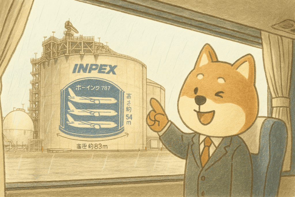 巨大なLNG低温貯蔵タンク